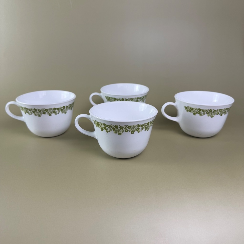 Corelle Spring Blossom Green Coffee Cups | Set of 4 | Made in USA - Picture 3 of 9